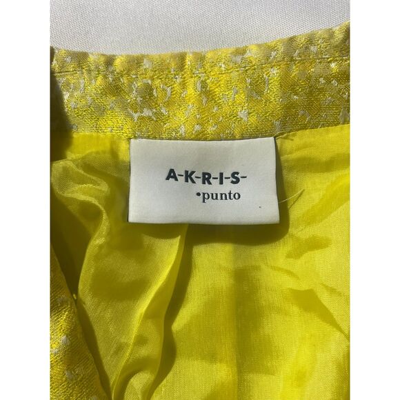 AKRIS PUNTO Yellow Jacquard One Button Blazer 10 Retail $1590 - Picture 12 of 14